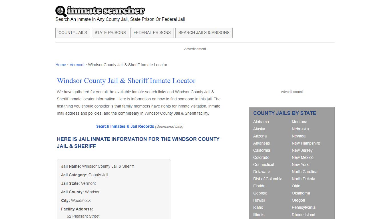 Windsor County Jail & Sheriff Inmate Locator - Inmate Searcher